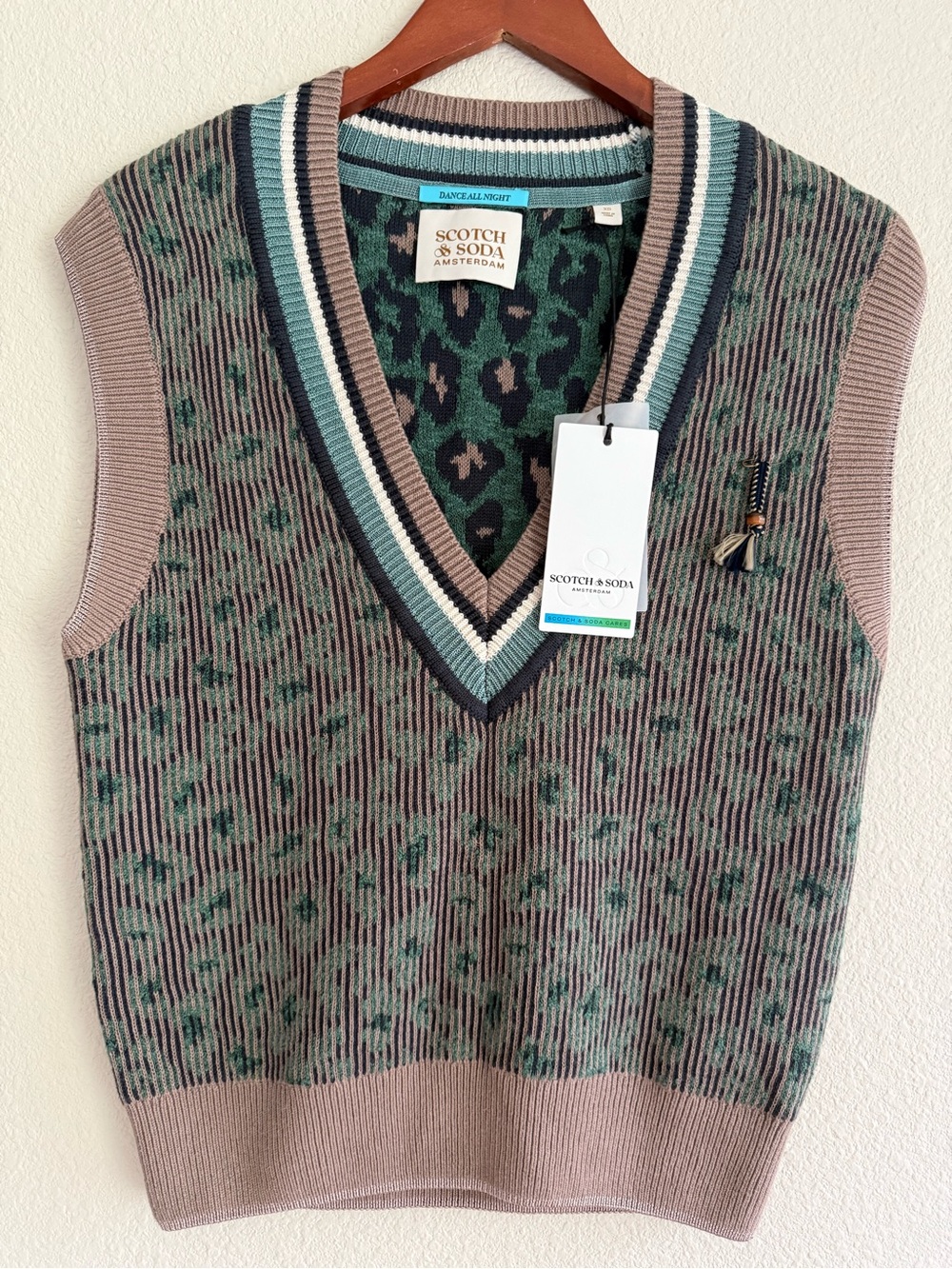 Scotch & Soda Women's Animal Jacquard Knitted Spencer Vest Size XS/S